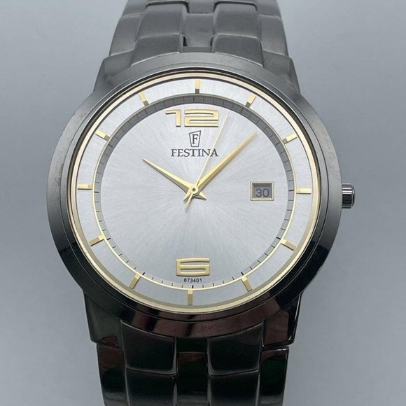 Festina 6734 Silver Stainless Steel Analog White Dial Swiss Made Wrist Watch - Picture 2 of 6